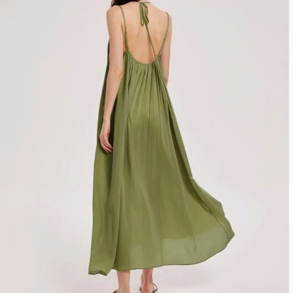Nap Loungewear Relaxed Midi Dress in Moss Green, OSFA - Picture 8 of 10